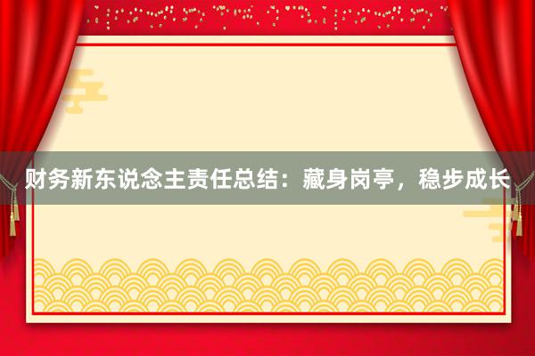 财务新东说念主责任总结：藏身岗亭，稳步成长