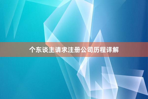 个东谈主请求注册公司历程详解