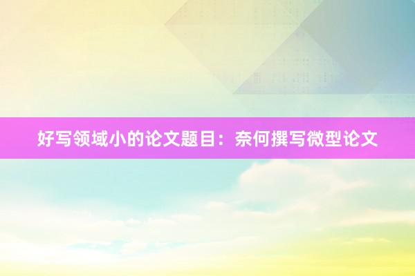 好写领域小的论文题目：奈何撰写微型论文